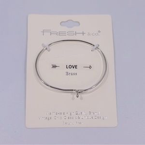 Fresh & Co Silver “ Love “ Bangle Bracelet Minimalist Sweet Simple Dainty